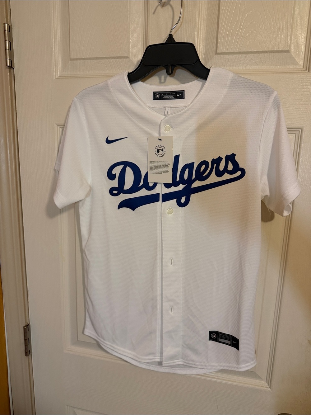 Nike White & Blue Dodgers youth Baseball Jersey